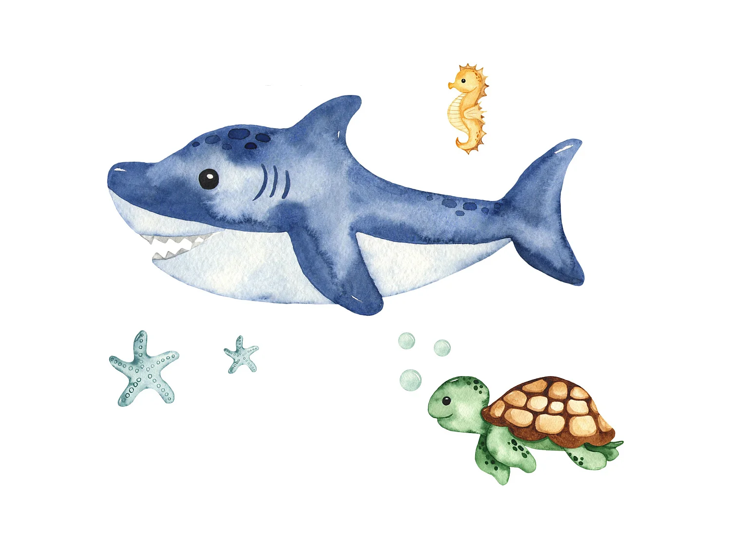 Cama Infantil Blanca 140x70 cm Dibujo Tiburón con Barandilla – Incluye Colchón de Espuma y Estructura Completa, Dimensiones 144 cm x77 cm x56 cm