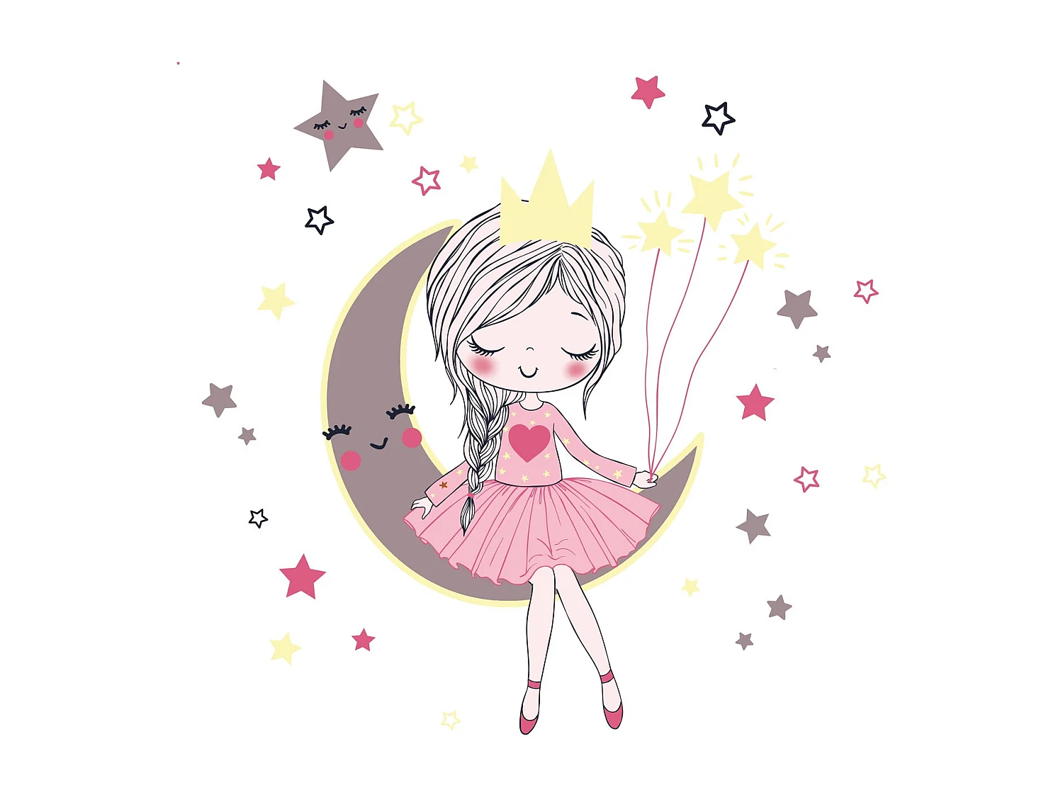 Cama Doble Infantil Blanca 160x80 cm Dibujo Princesa Durmiente con Barandilla – Cama Inferior 145x80 cm, Incluye 2 Colchones de Espuma