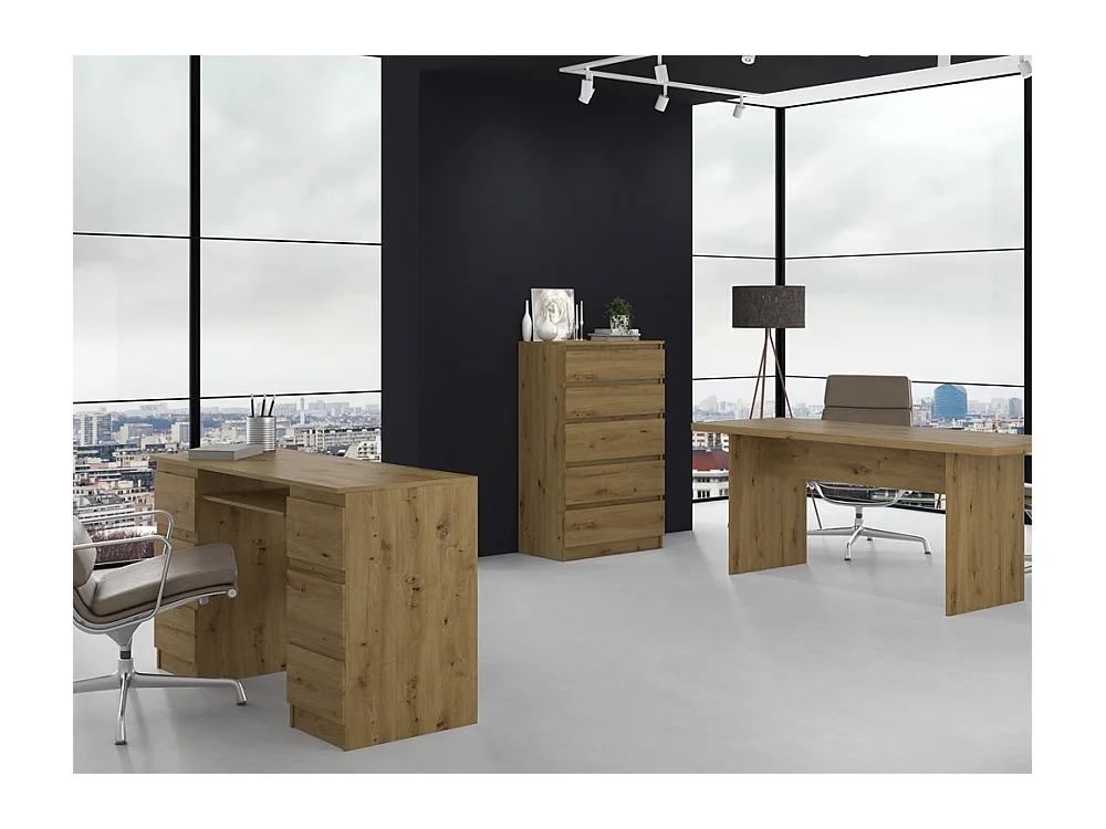 Cómoda de Dormitorio Moderna 70x109,5x40 cm – 5 Cajones con Guías Suaves – Color Roble Artesano