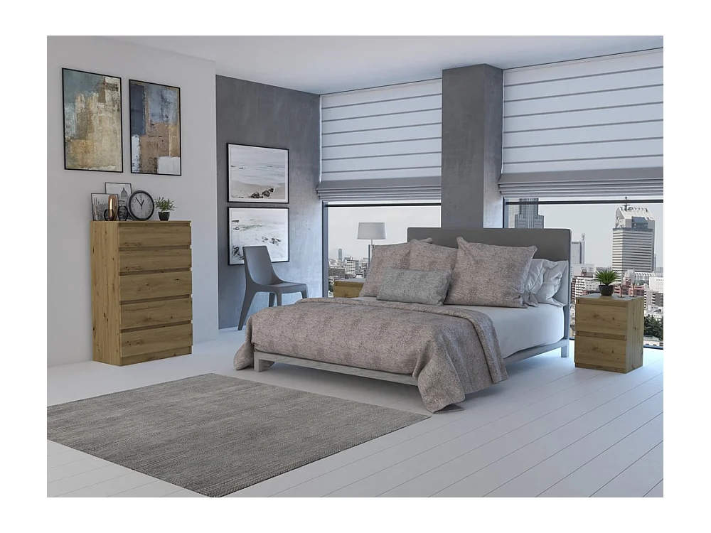 Cómoda de Dormitorio Moderna 70x109,5x40 cm – 5 Cajones con Guías Suaves – Color Roble Artesano