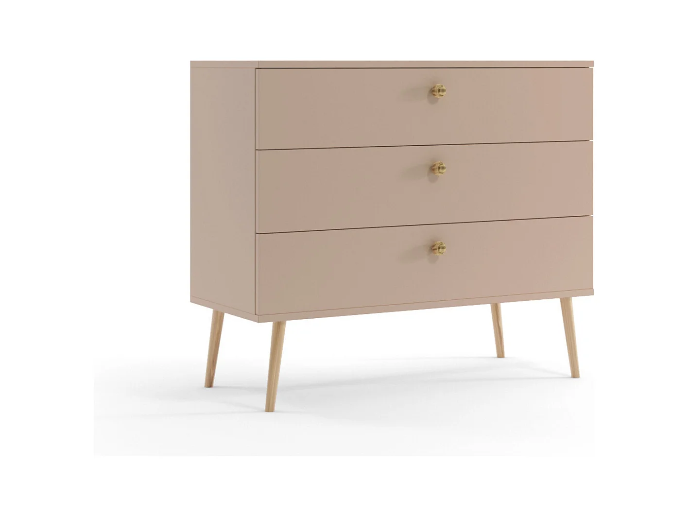 Cómoda Color Macchiato – Estilo Escandinavo – 100x85x41 cm – Con Patas Altas y 3 Cajones