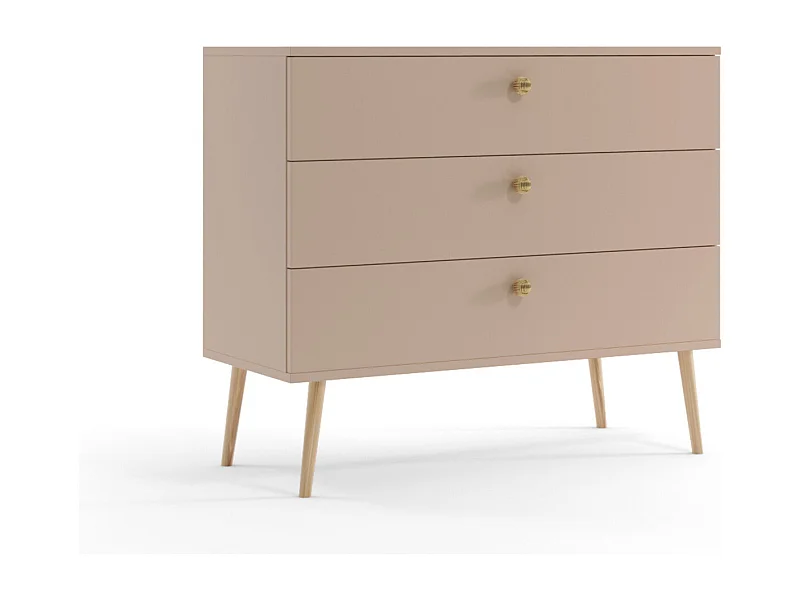 Cómoda Color Macchiato – Estilo Escandinavo – 100x85x41 cm – Con Patas Altas y 3 Cajones