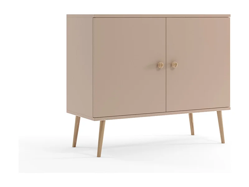 Cómoda Escandinava Color Macchiato de 2 Puertas – 100x85x42 cm – Con Patas Altas de Madera