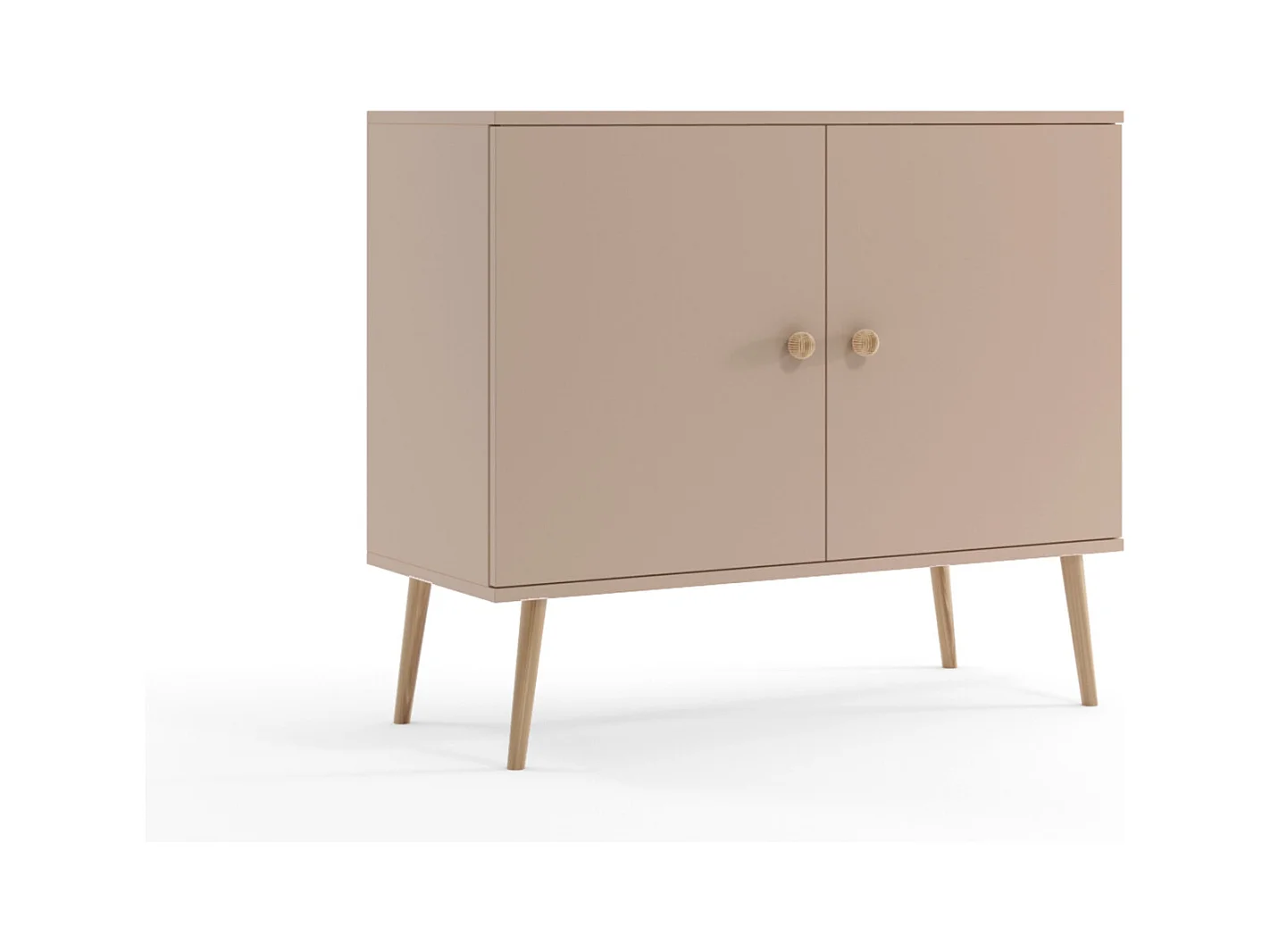 Cómoda Escandinava Color Macchiato de 2 Puertas – 100x85x42 cm – Con Patas Altas de Madera