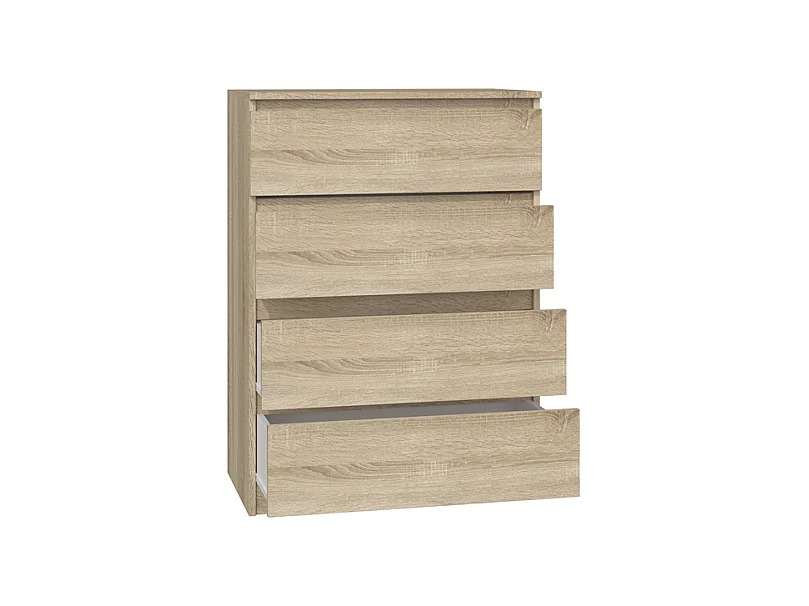 Cómoda de Dormitorio Moderna 70x97x40 cm – 4 Cajones con Guías Suaves – Color Roble Sonoma