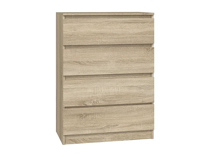 Cómoda de Dormitorio Moderna 70x97x40 cm – 4 Cajones con Guías Suaves – Color Roble Sonoma