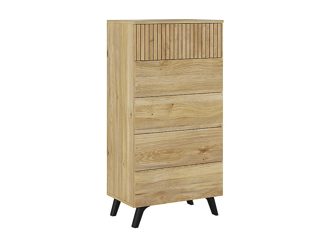 Meyvaser - Sinfonier con 5 Cajones y con Patas, Comoda Cajonera Dormitorio, Color Mauvella-rayas, 60cm (Ancho) x 118,5cm (Alto) x 37,8cm (Fondo)