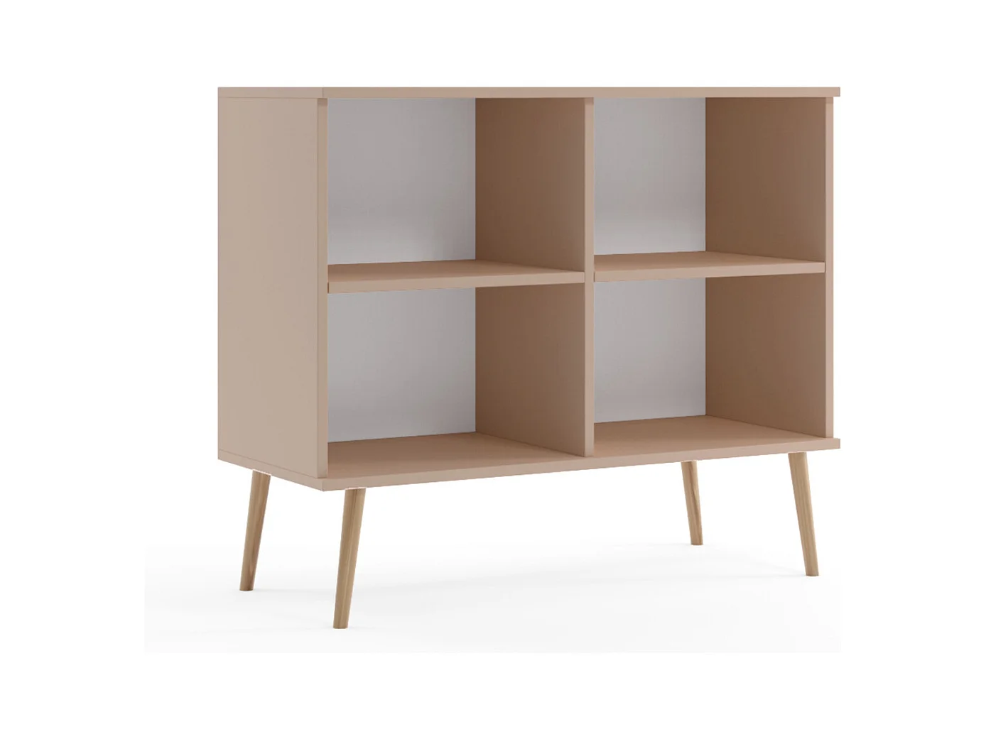 Cómoda Escandinava Color Rosa de 2 Puertas – 100x85x42 cm – Con Patas Altas de Madera