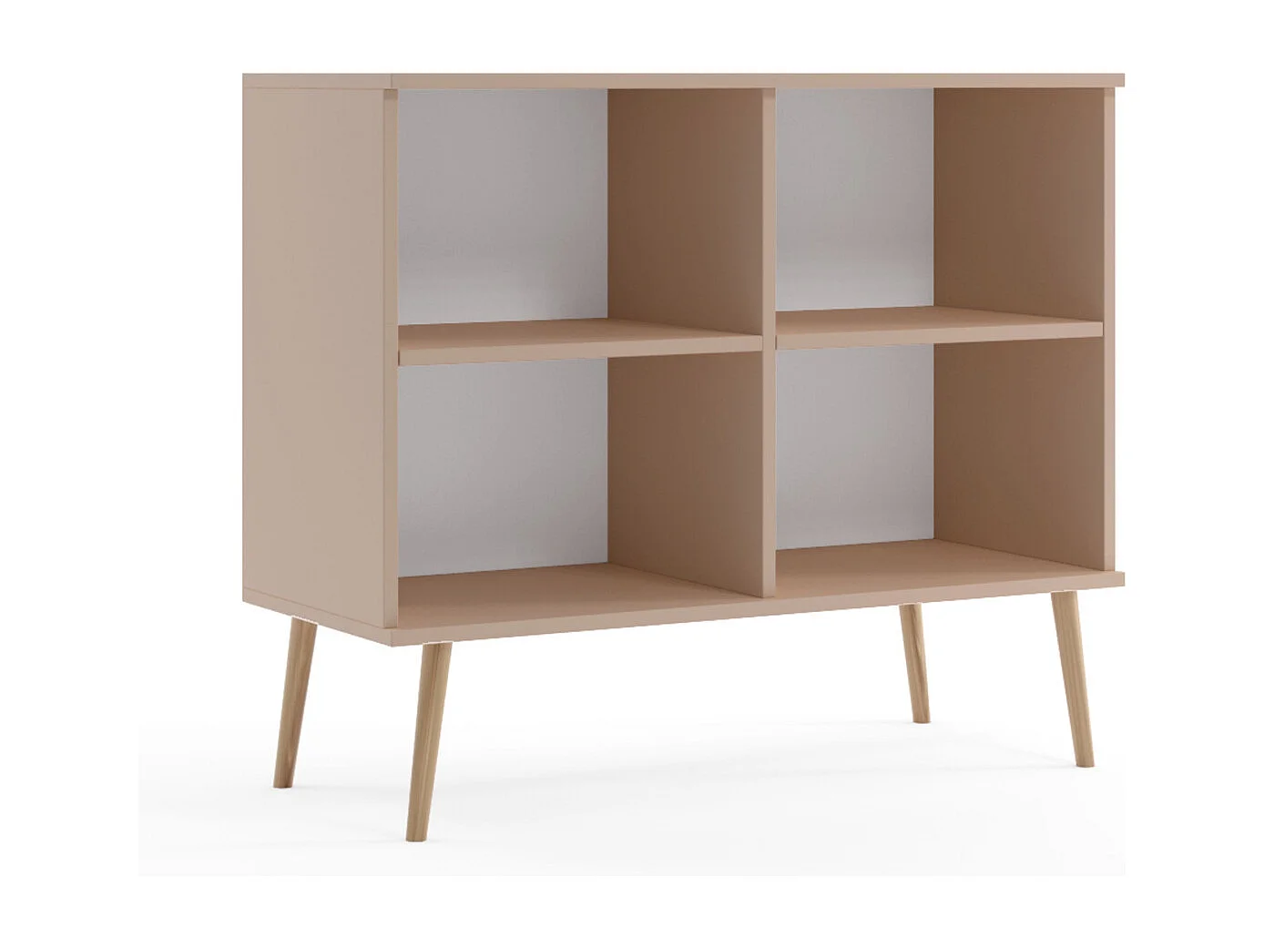 Cómoda Escandinava Color Rosa de 2 Puertas – 100x85x42 cm – Con Patas Altas de Madera