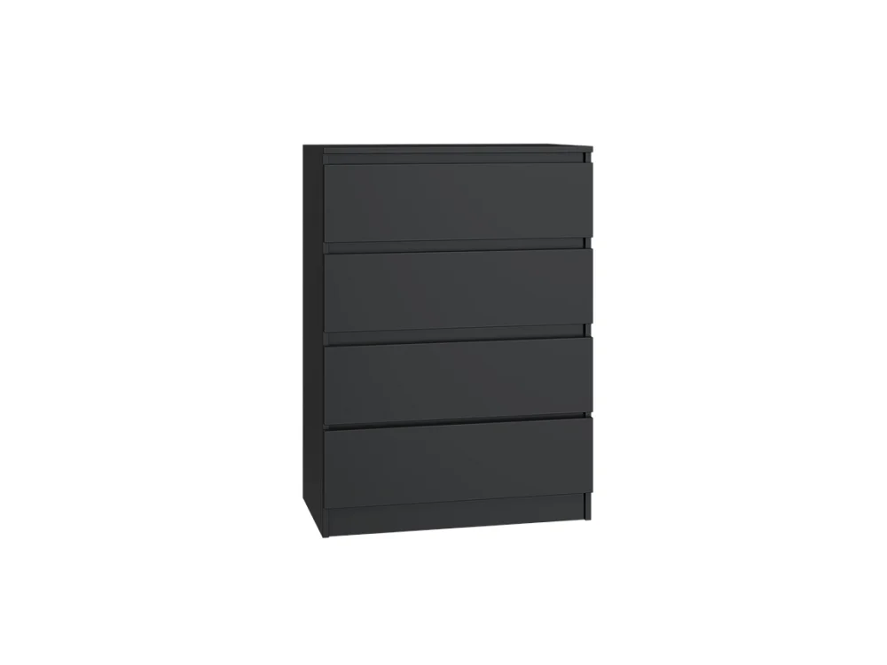 Cómoda de Dormitorio Moderna 70x97x40 cm – 4 Cajones con Guías Suaves – Color Negro