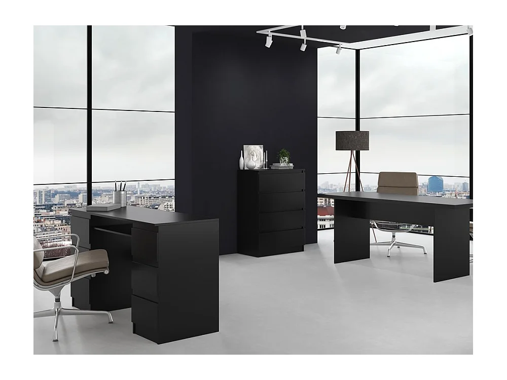 Cómoda de Dormitorio Moderna 70x97x40 cm – 4 Cajones con Guías Suaves – Color Negro