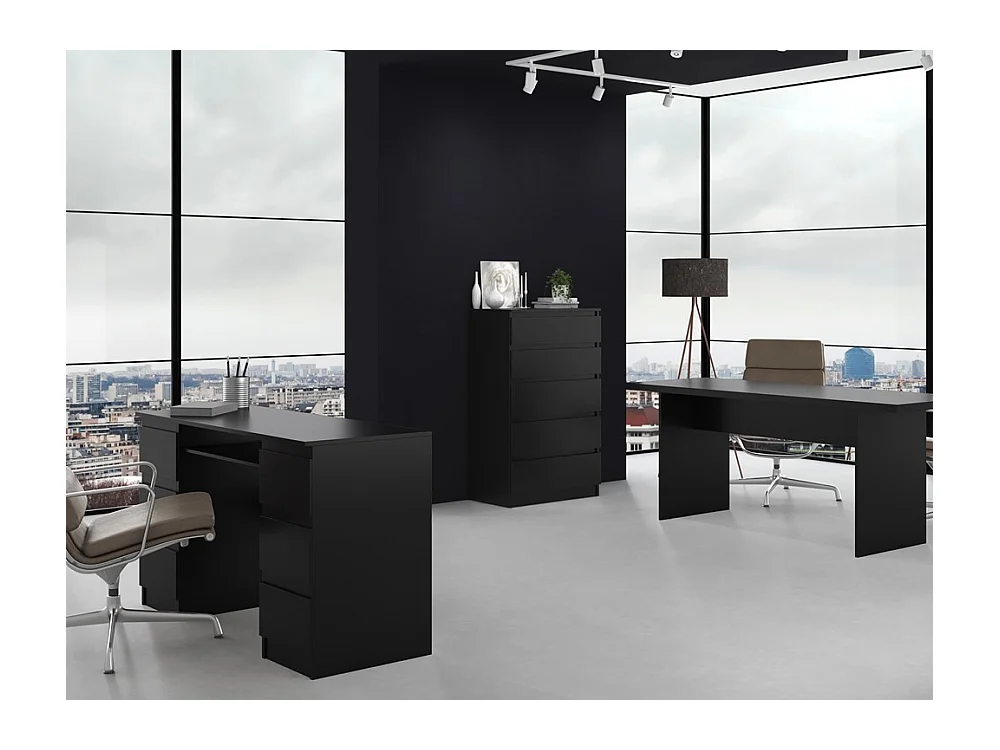 Cómoda de Dormitorio Moderna 70x109,5x40 cm – 5 Cajones con Guías Suaves – Color Negra