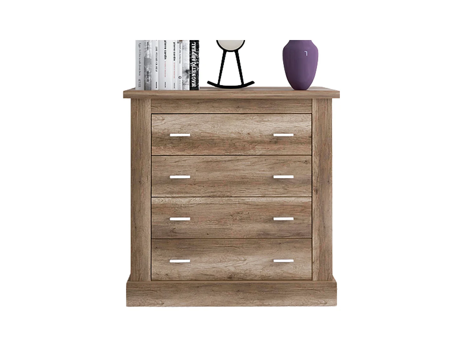 Cómoda 4 Cajones, Acabado en Color Cañón, Medidas: 91,5 cm (Ancho) x 90,8 cm (Alto) x 39,6 cm de (Fondo)