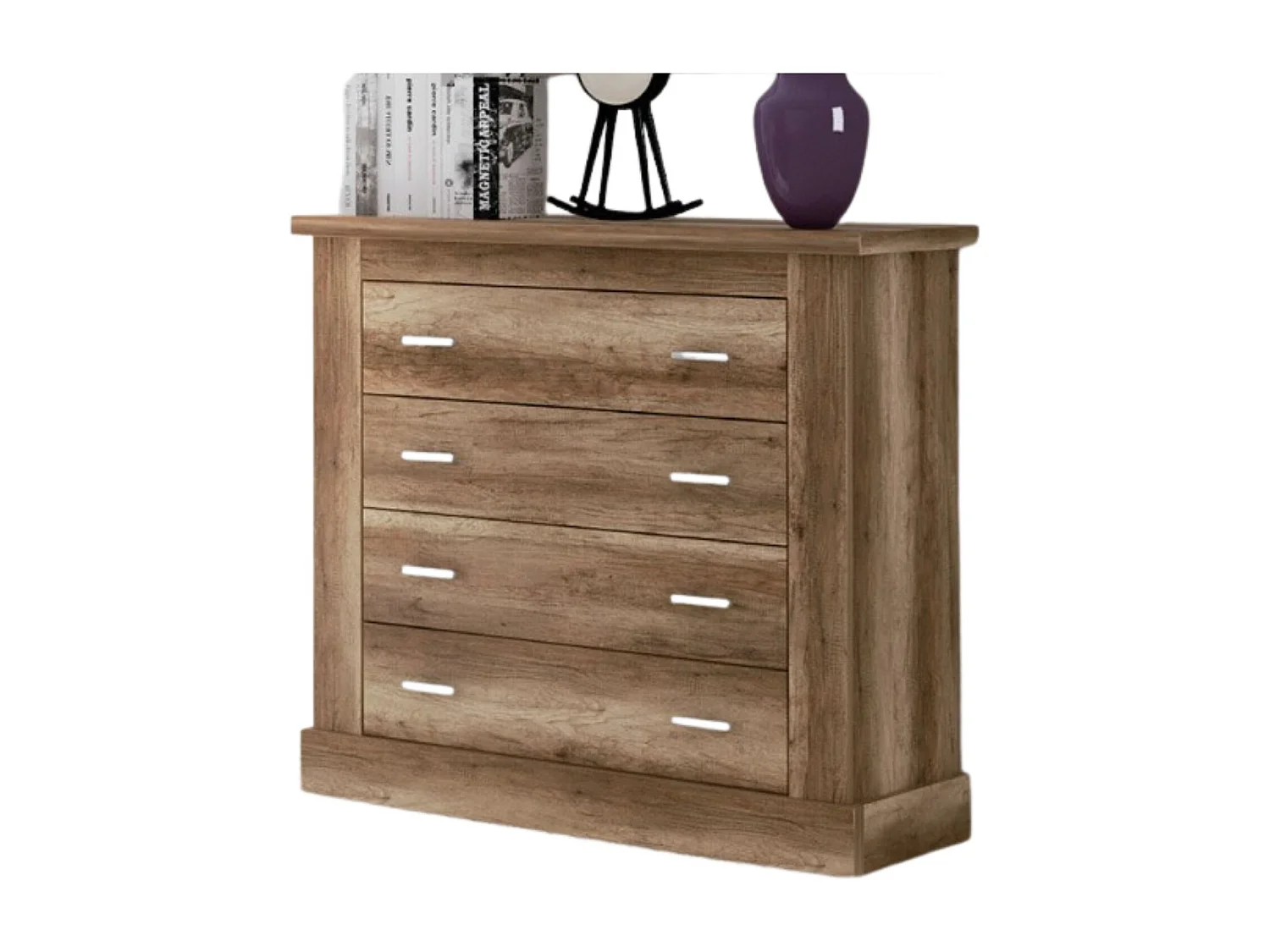 Cómoda 4 Cajones, Acabado en Color Cañón, Medidas: 91,5 cm (Ancho) x 90,8 cm (Alto) x 39,6 cm de (Fondo)