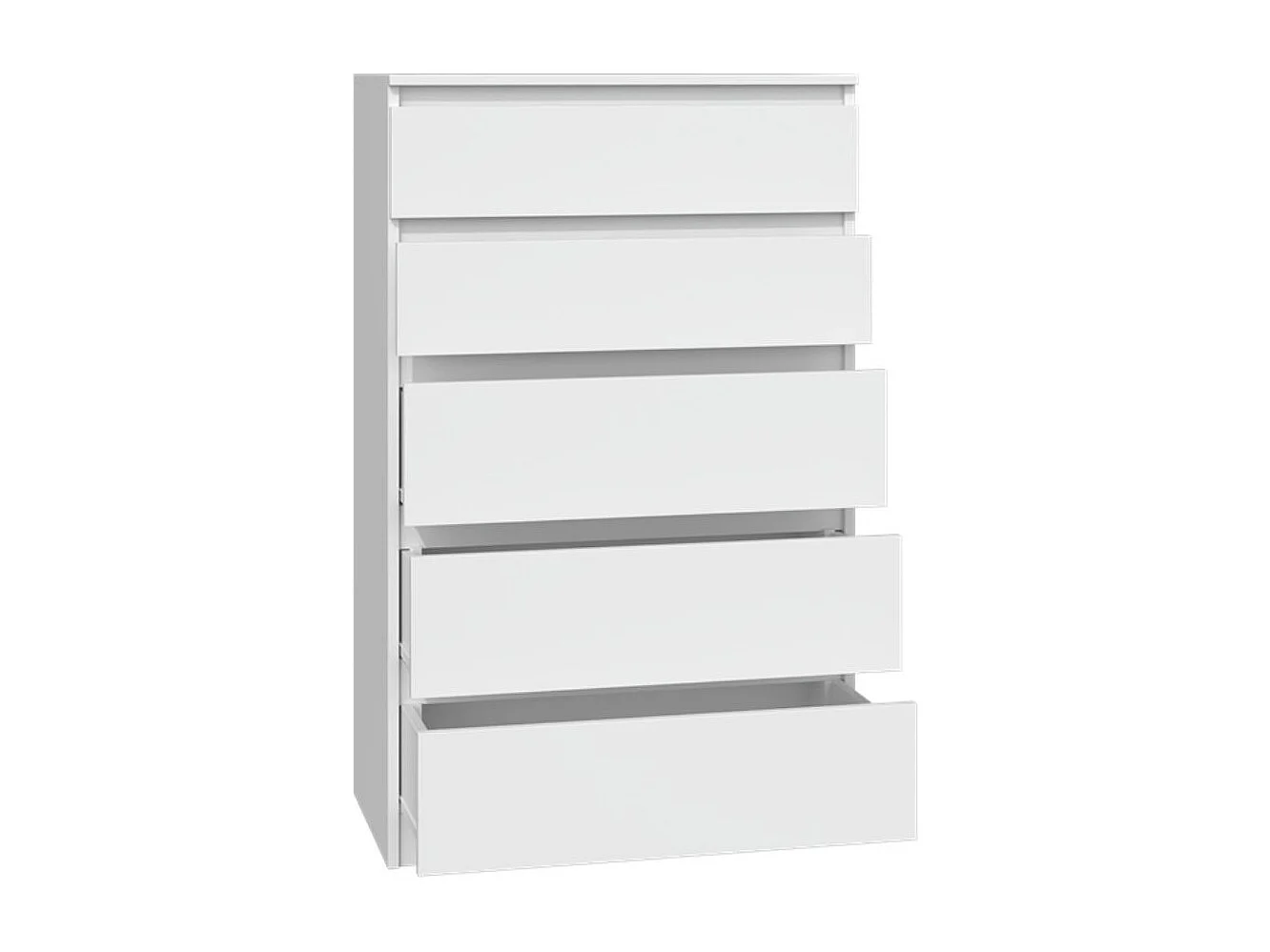 Cómoda de Dormitorio Moderna 70x109,5x40 cm – 5 Cajones con Guías Suaves – Color Blanco