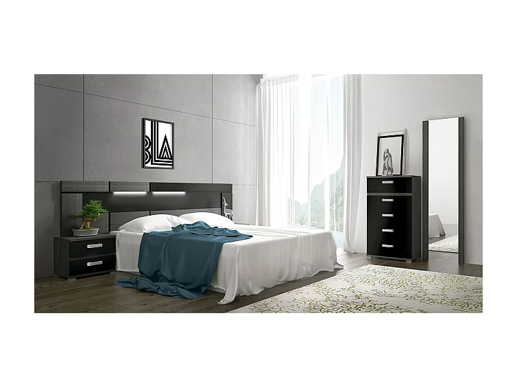 Sinfonier 5 Cajones, Cómoda, Almacenaje Dormitorio, Color Negro, Medidas: 60 cm (Largo) x 109,4 cm (Alto) x 39,6 cm de (Fondo) – Meyvaser