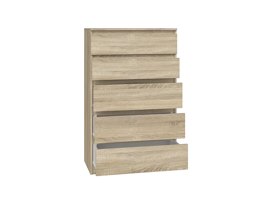 Cómoda de Dormitorio Moderna 70x109,5x40 cm – 5 Cajones con Guías Suaves – Color Roble Sonoma