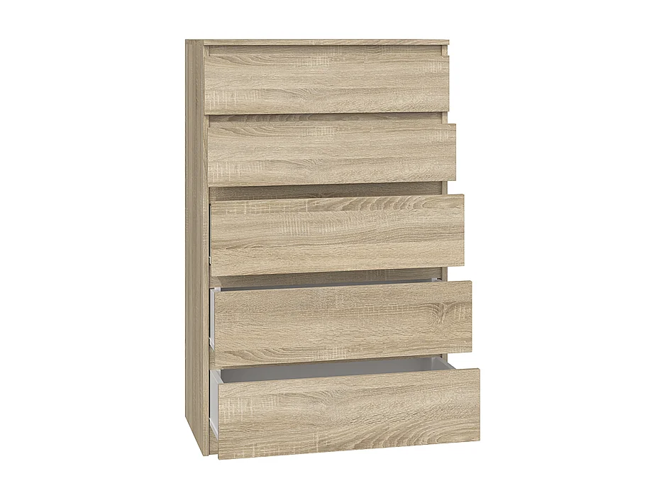 Cómoda de Dormitorio Moderna 70x109,5x40 cm – 5 Cajones con Guías Suaves – Color Roble Sonoma