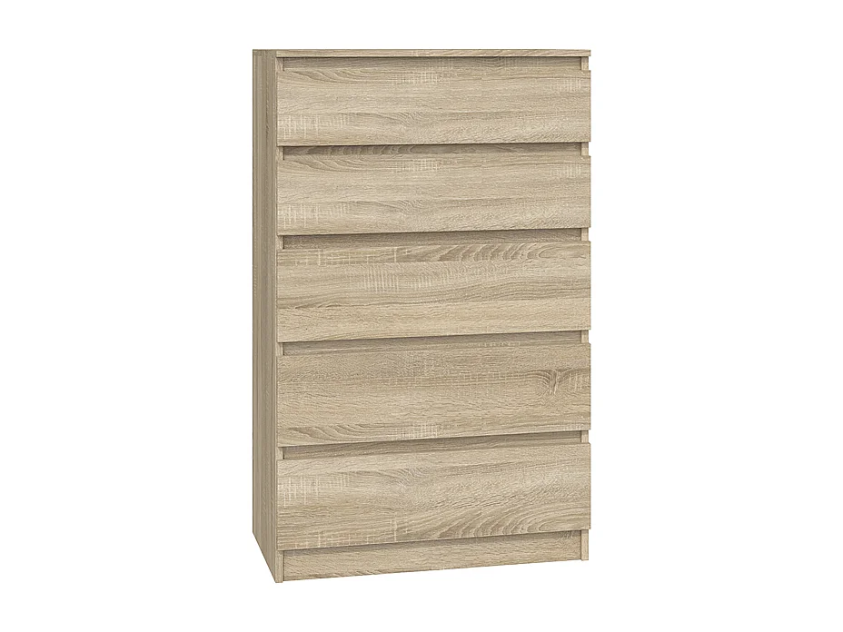 Cómoda de Dormitorio Moderna 70x109,5x40 cm – 5 Cajones con Guías Suaves – Color Roble Sonoma