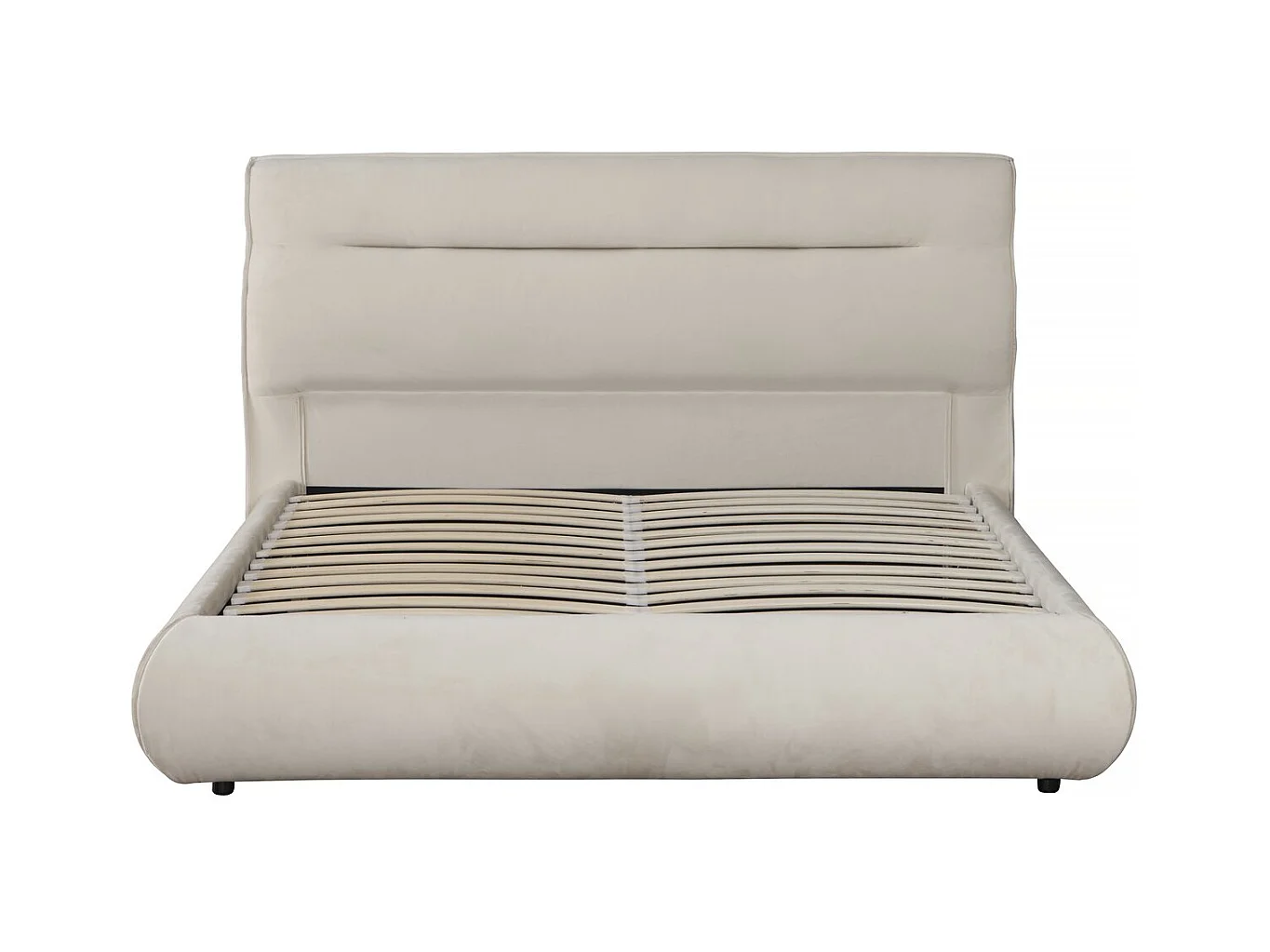 Lit double avec coffre en velours "Chamonix" - 160 x 200 cm - Beige