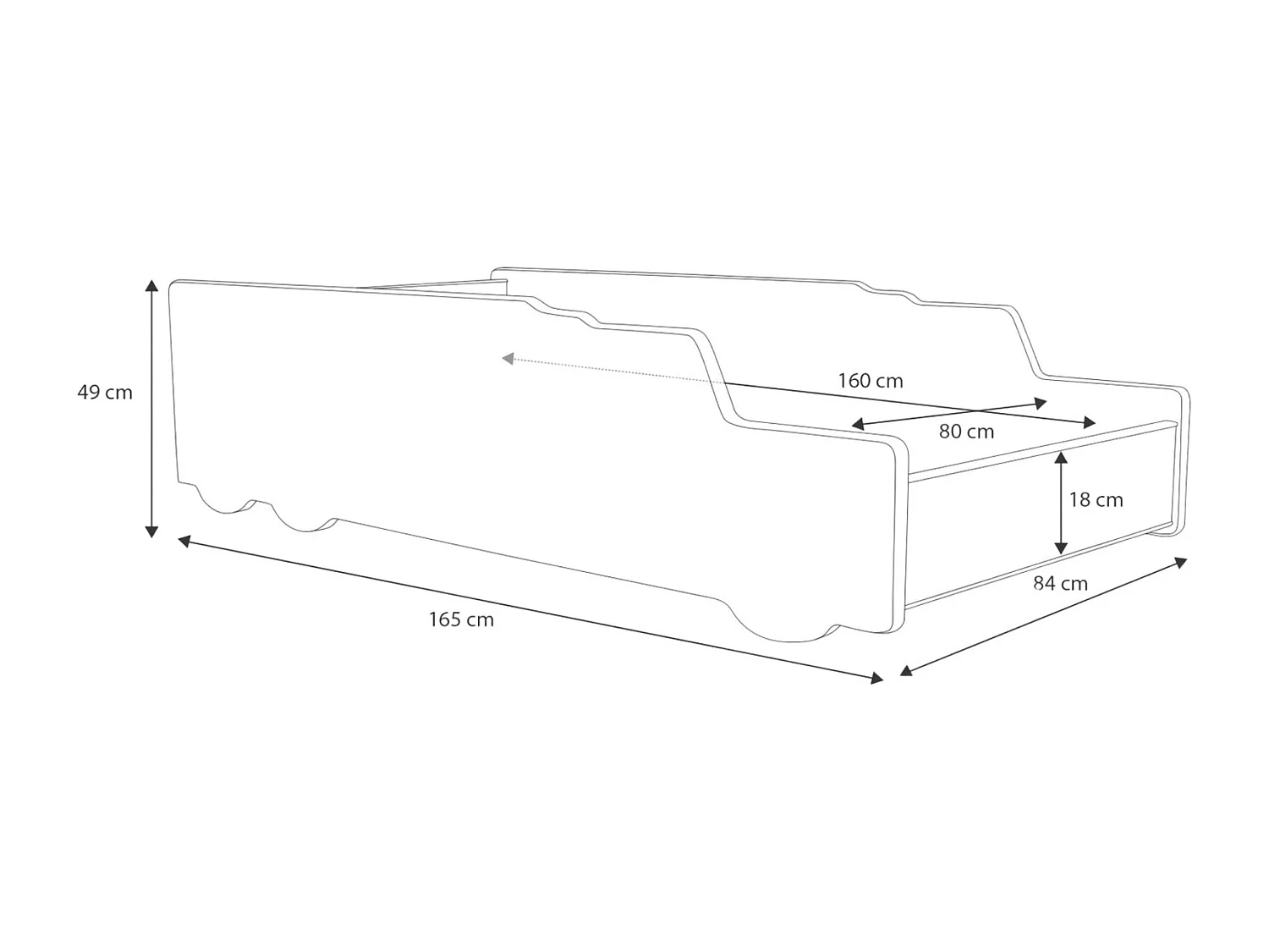 Cama Temática Infantil – Monster Truck 160x80 cm – Con Estructura y Colchón