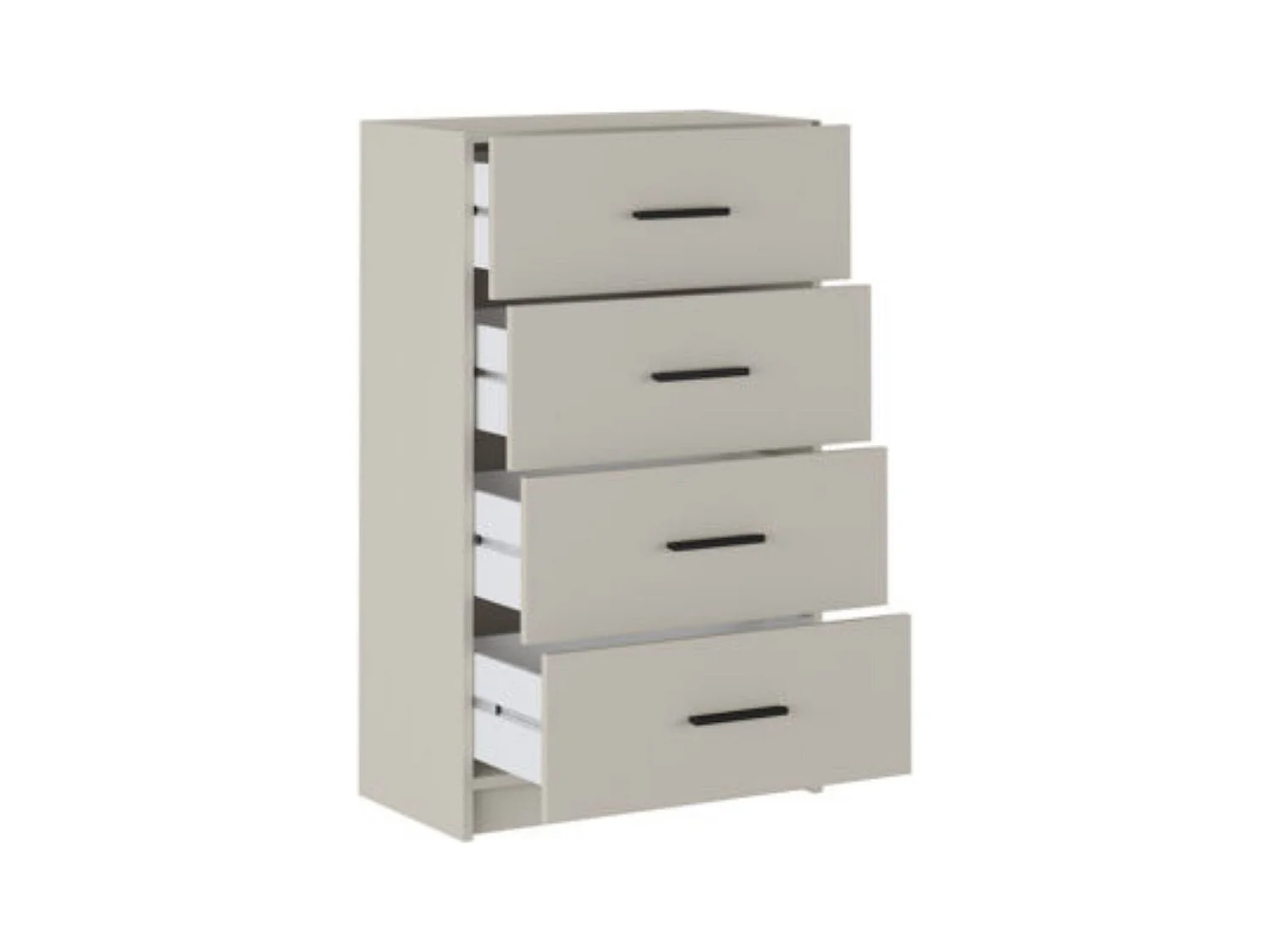 Sinfonier de 4 Cajones para Dormitorio, Acabado en Beige y Negro, Medidas: 60 cm (Largo) x 100 cm (Alto) x 34,4 cm (Fondo)