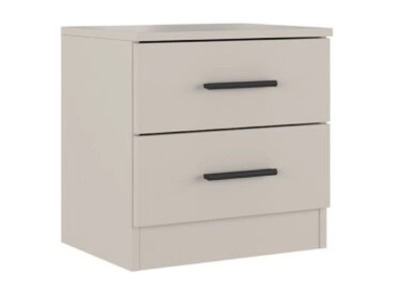 Mesita de Noche 2 cajones, Mesilla de Noche Acabado en Beige y Negro, Medidas: 39,6 cm (Largo) x 33,5 cm (Fondo) x 43 cm (Alto)