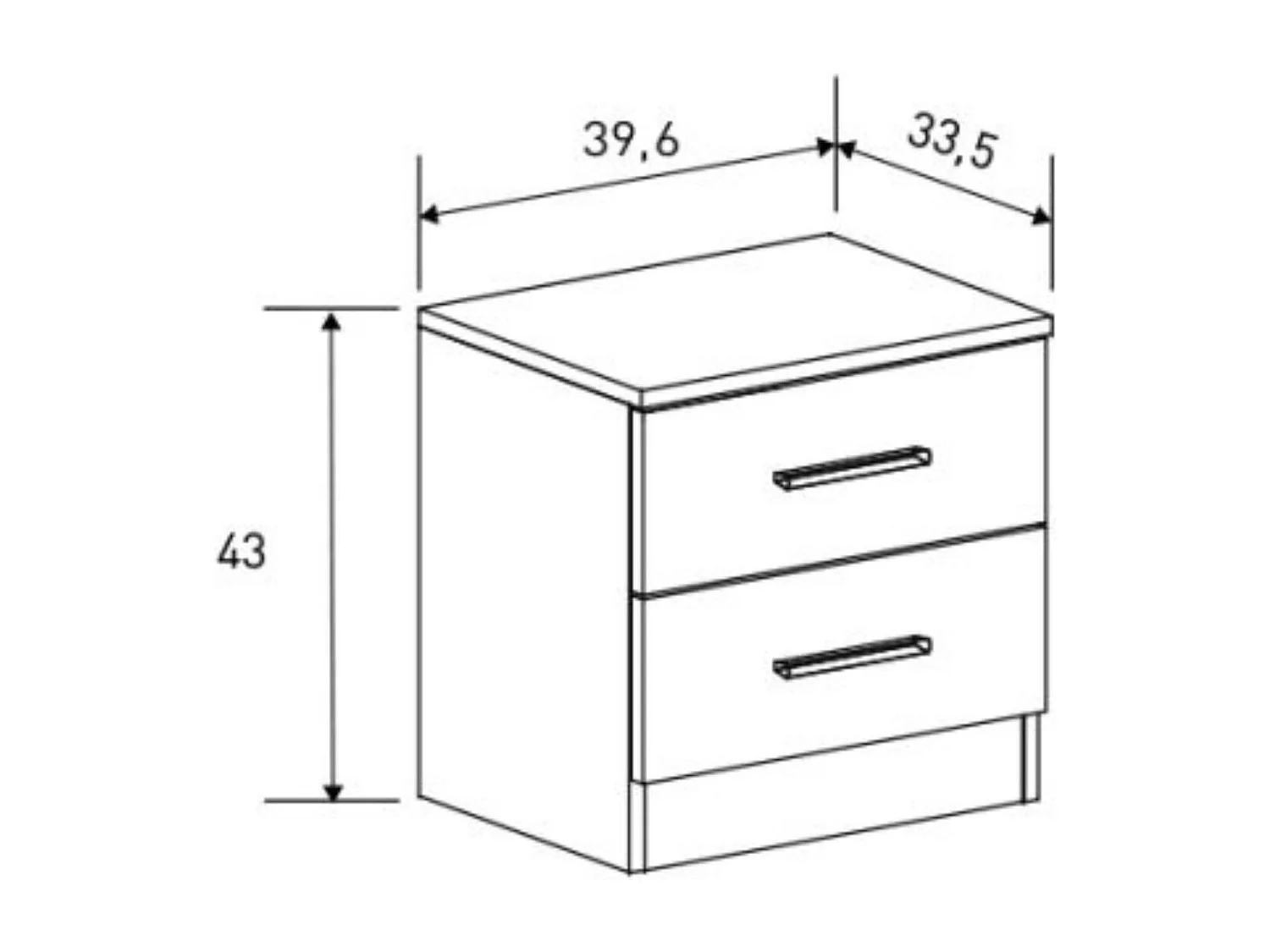 Mesita de Noche 2 cajones, Mesilla de Noche Acabado en Beige y Negro, Medidas: 39,6 cm (Largo) x 33,5 cm (Fondo) x 43 cm (Alto)
