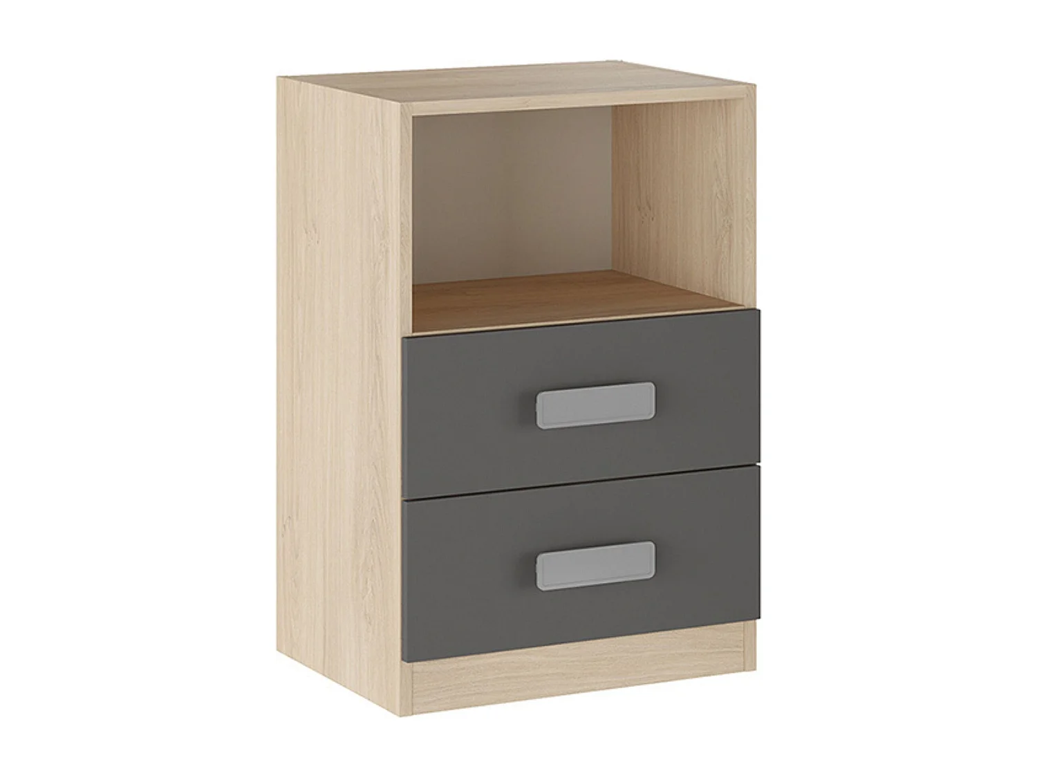 Mesita de noche - Dormitorio o Mesa Auxiliar Salón, Natural y Grafito Veteado, 47.5 x 73 x 39.6 Cm