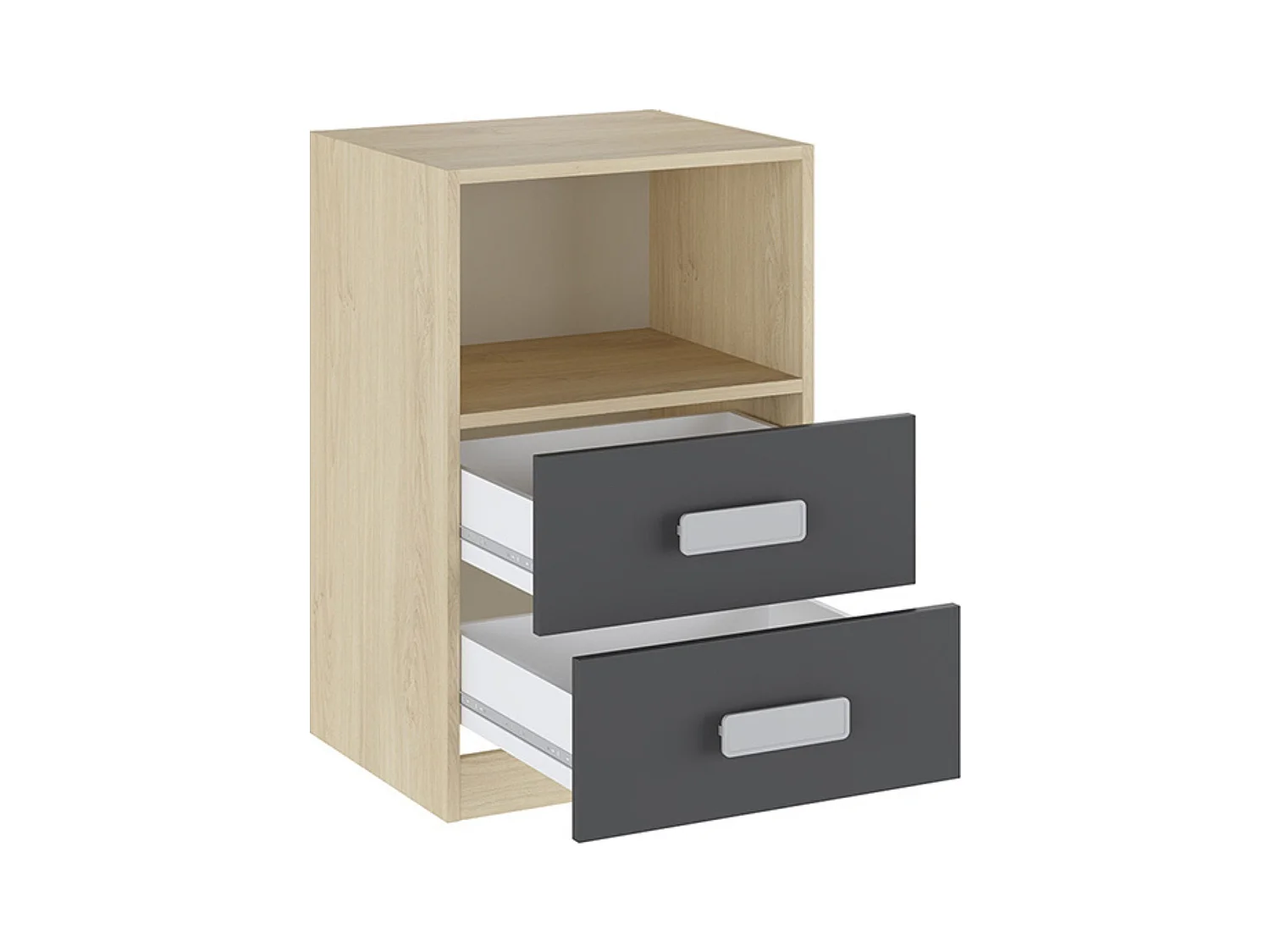 Mesita de noche - Dormitorio o Mesa Auxiliar Salón, Natural y Grafito Veteado, 47.5 x 73 x 39.6 Cm