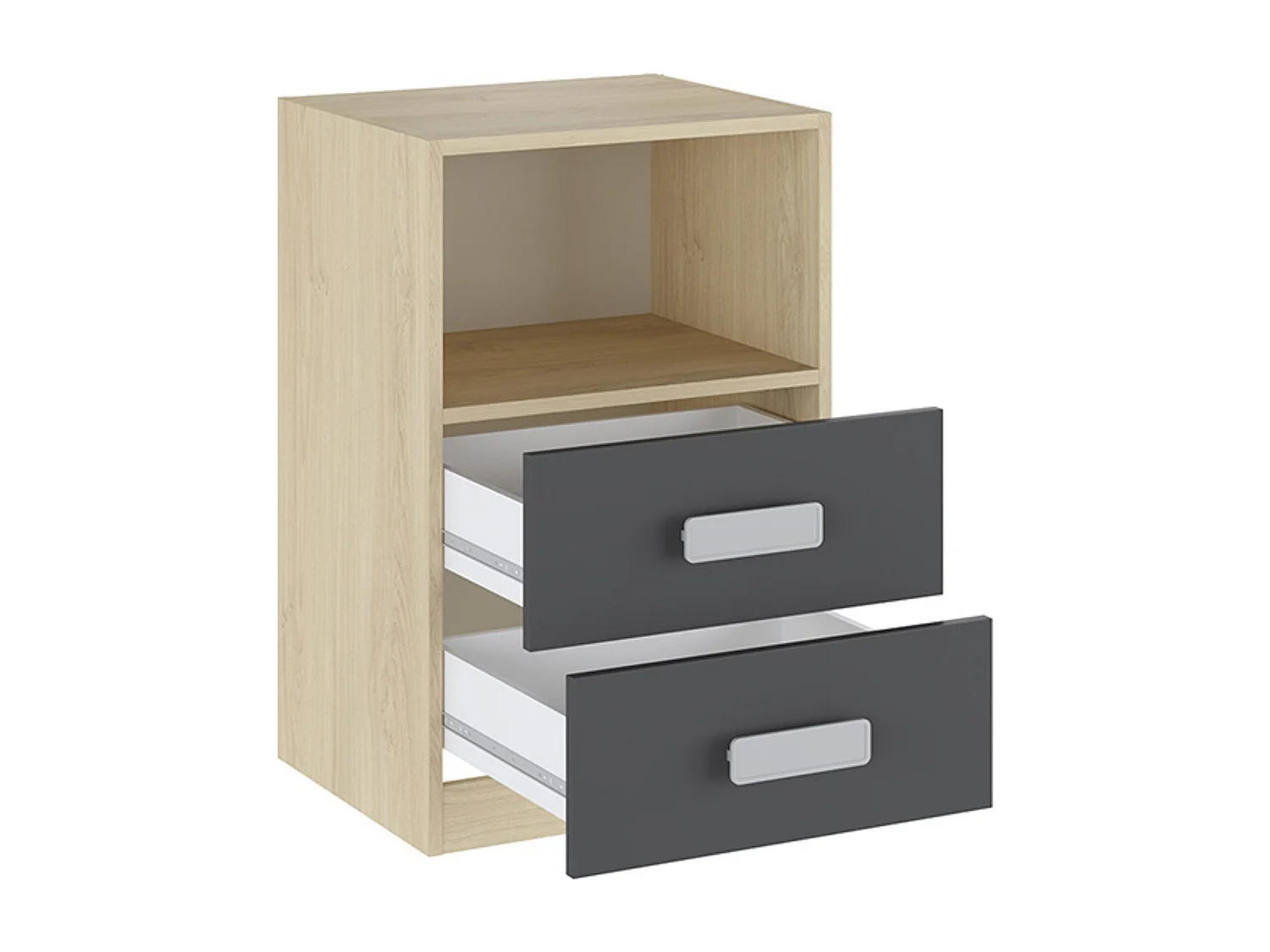 Mesita de noche - Dormitorio o Mesa Auxiliar Salón, Natural y Grafito Veteado, 47.5 x 73 x 39.6 Cm