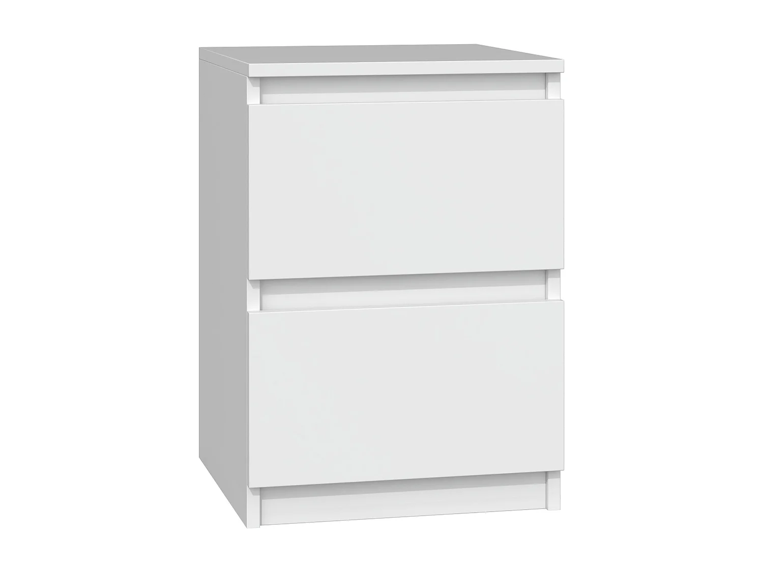 Mesita de Noche 2 Cajones Color Blanco – 40x30x30 cm – Cajones con Guías Suaves – Diseño Elegante y Seguro