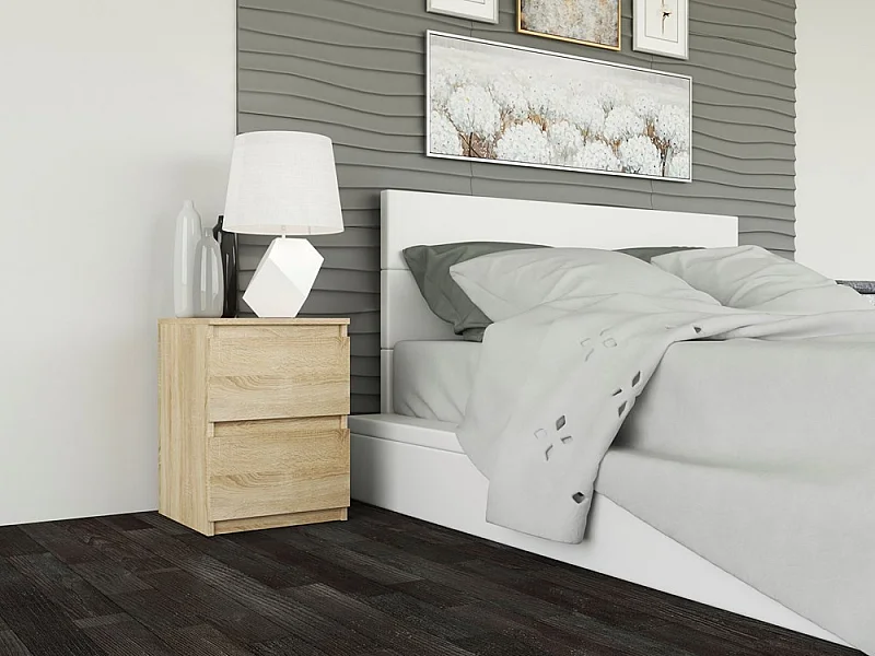 Mesita de Noche 2 Cajones Color Roble Sonoma – 40x30x30 cm – Cajones con Guías Suaves – Diseño Elegante y Seguro