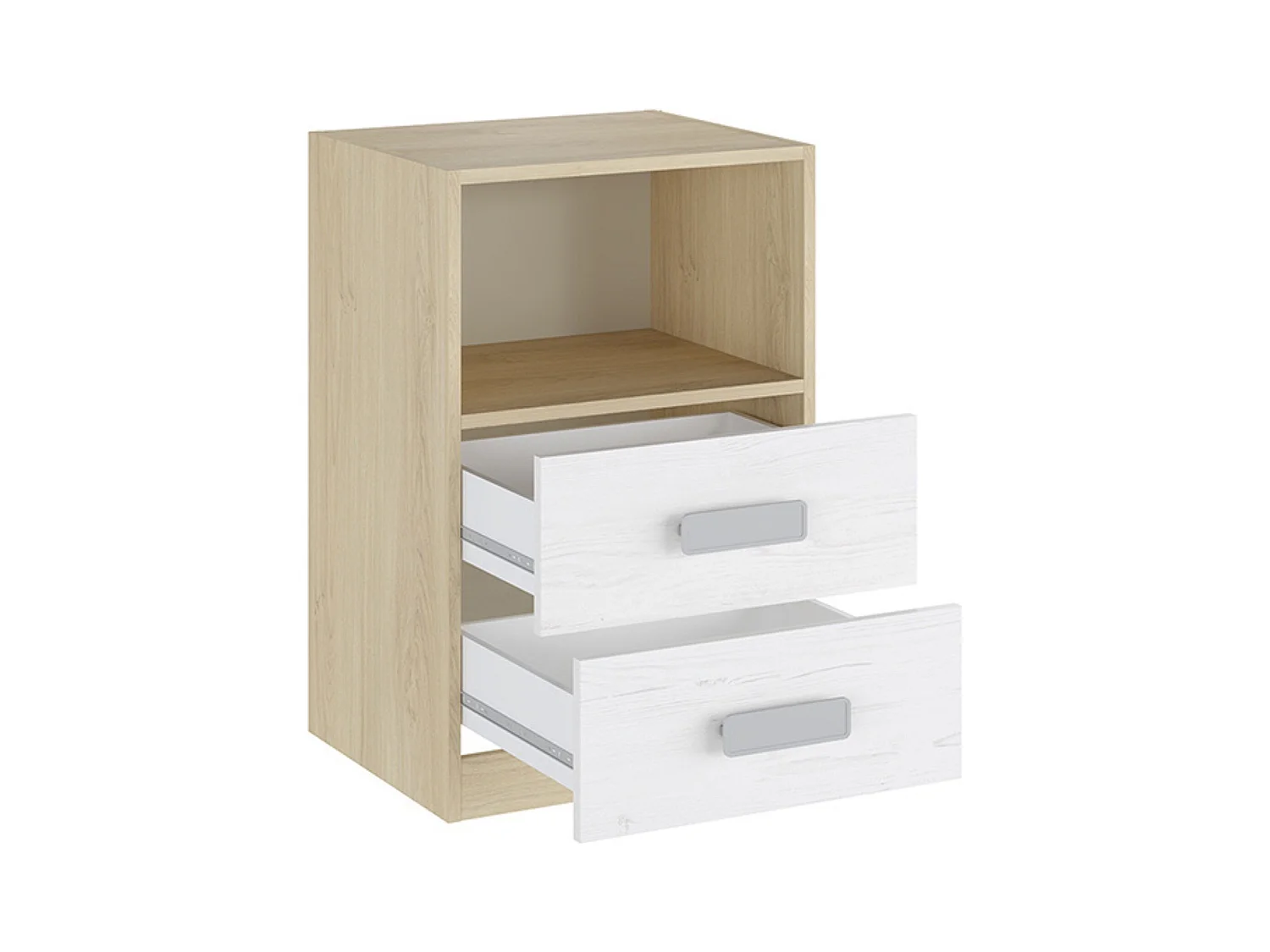 Mesita de noche - Dormitorio o Mesa Auxiliar Salón, Natural y Blanco Veteado, 47.5 x 73 x 39.6 cm