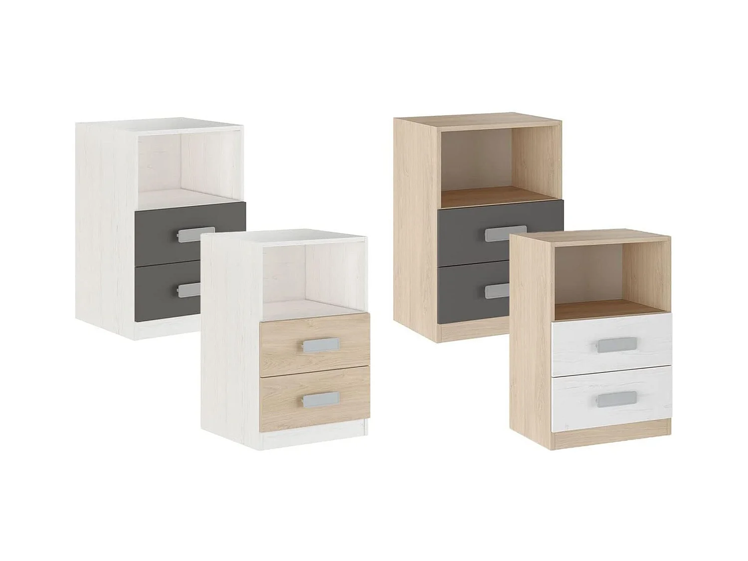 Mesita de noche - Dormitorio o Mesa Auxiliar Salón, Natural y Blanco Veteado, 47.5 x 73 x 39.6 cm