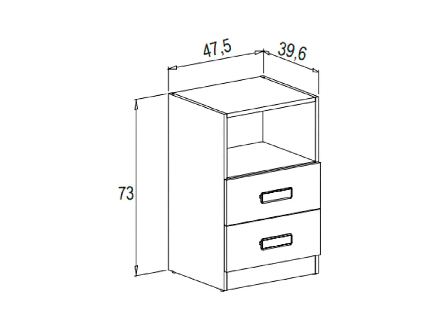 Mesita de noche - Dormitorio o Mesa Auxiliar Salón, Natural y Blanco Veteado, 47.5 x 73 x 39.6 cm