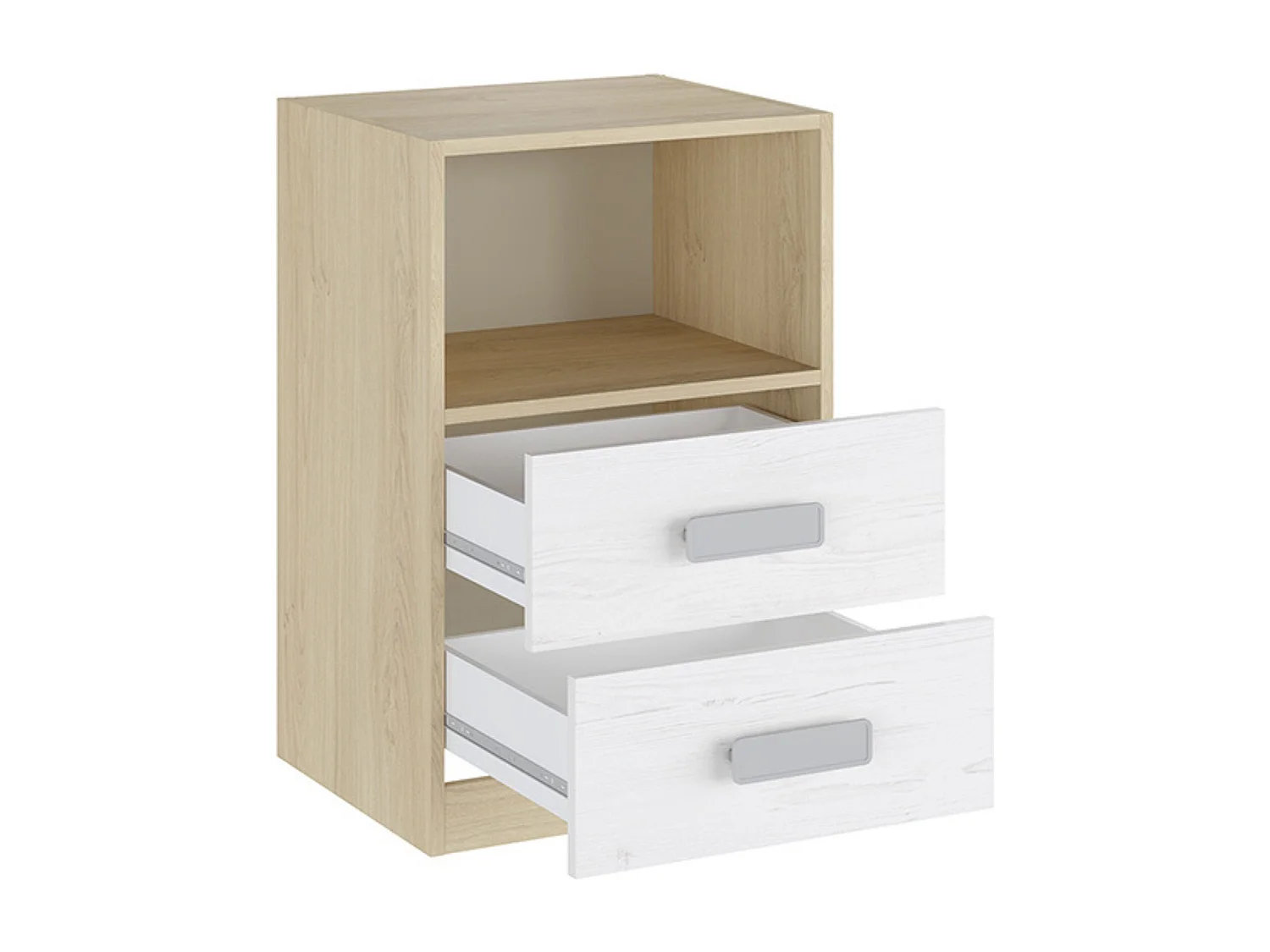 Mesita de noche - Dormitorio o Mesa Auxiliar Salón, Natural y Blanco Veteado, 47.5 x 73 x 39.6 cm