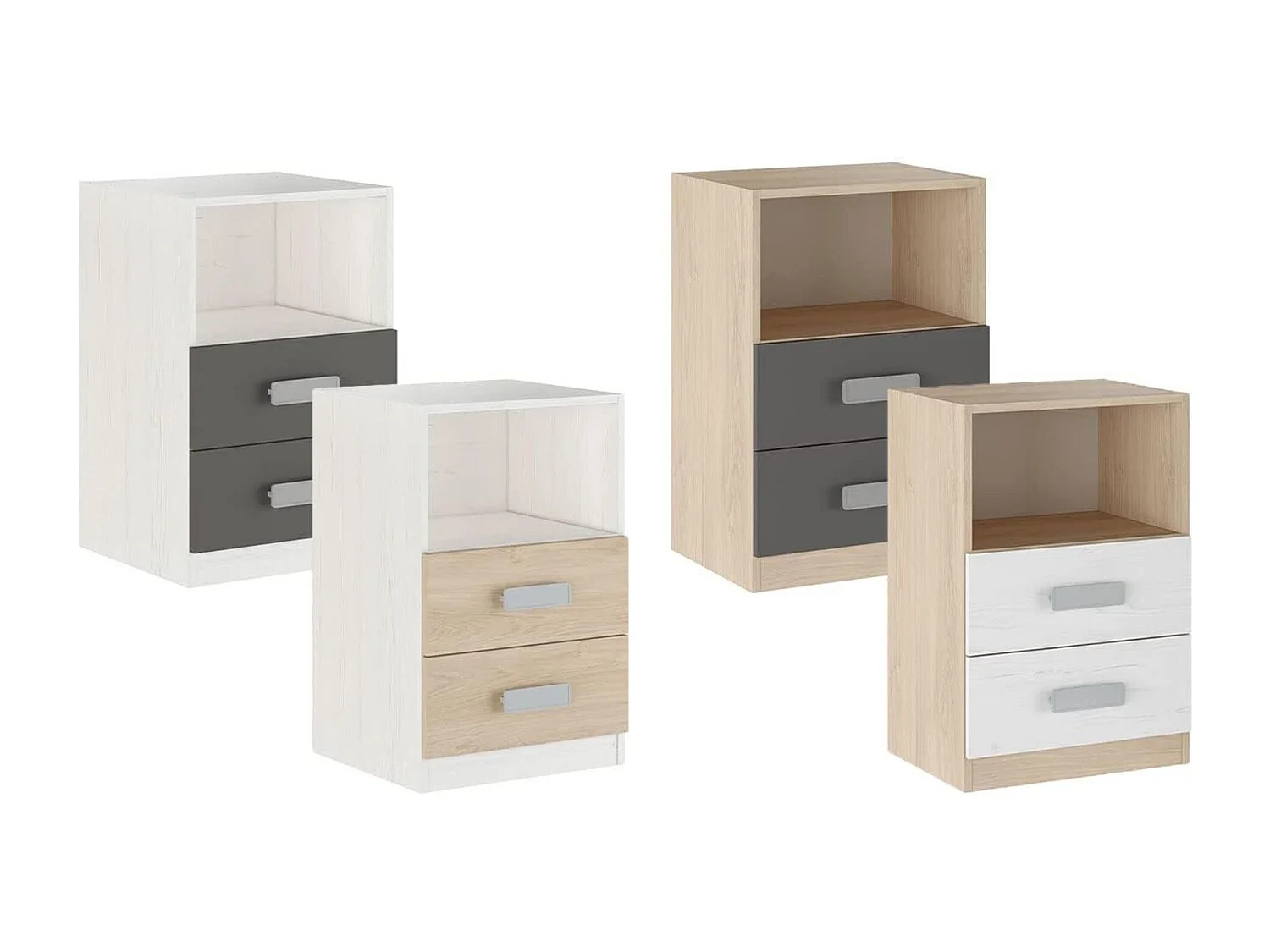 Mesita de noche - Dormitorio o Mesa Auxiliar Salón, Natural y Blanco Veteado, 47.5 x 73 x 39.6 cm