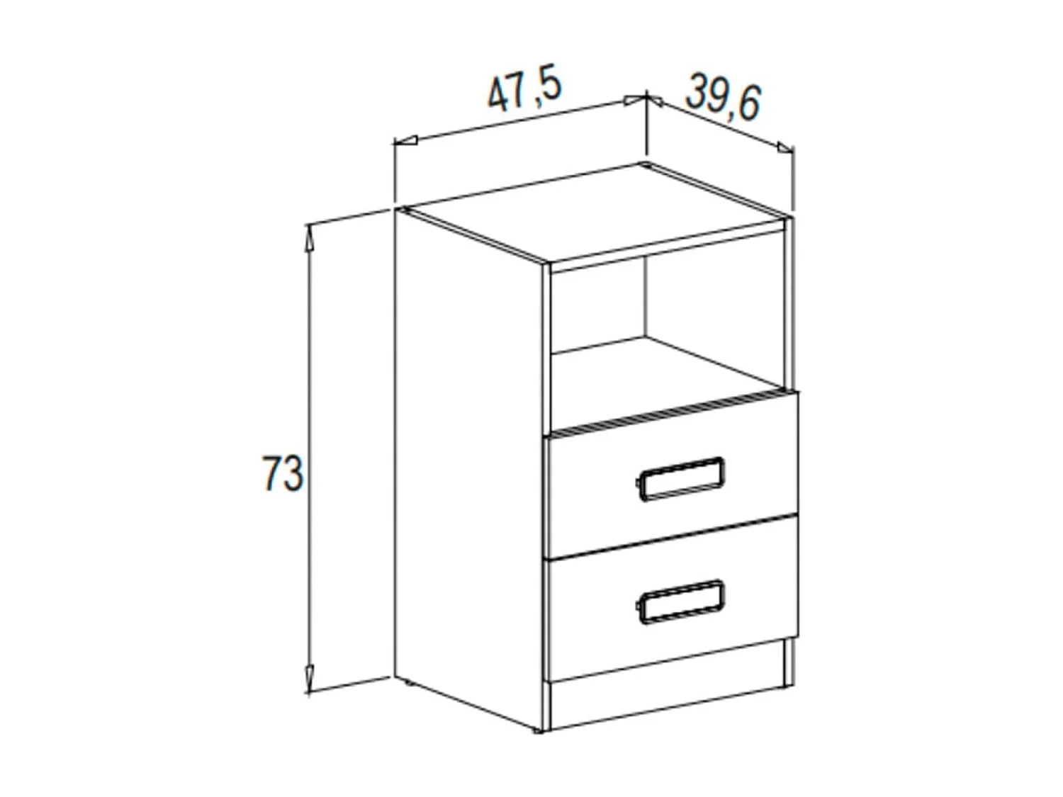 Mesita de noche - Dormitorio o Mesa Auxiliar Salón, Natural y Blanco Veteado, 47.5 x 73 x 39.6 cm