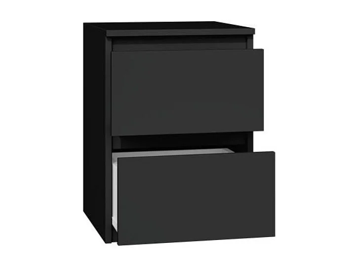 Mesita de Noche 2 Cajones Color Negra – 40x30x30 cm – Cajones con Guías Suaves – Diseño Elegante y Seguro