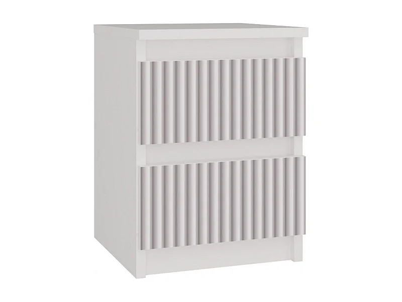 Mesita de Noche 2 Cajones Color Blanco Estampado Rosa – 40x30x30 cm – Cajones con Guías Suaves – Diseño Elegante y Seguro