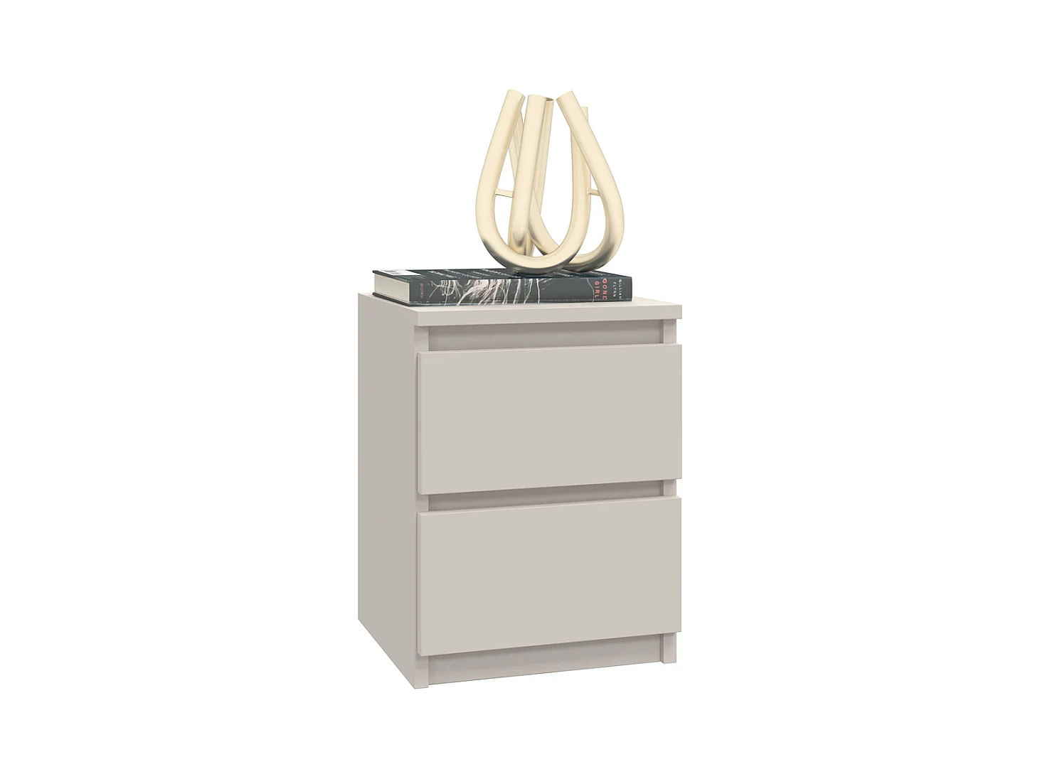 Mesita de Noche 2 Cajones Color Cachemira – 40x30x30 cm – Cajones con Guías Suaves – Diseño Elegante y Seguro