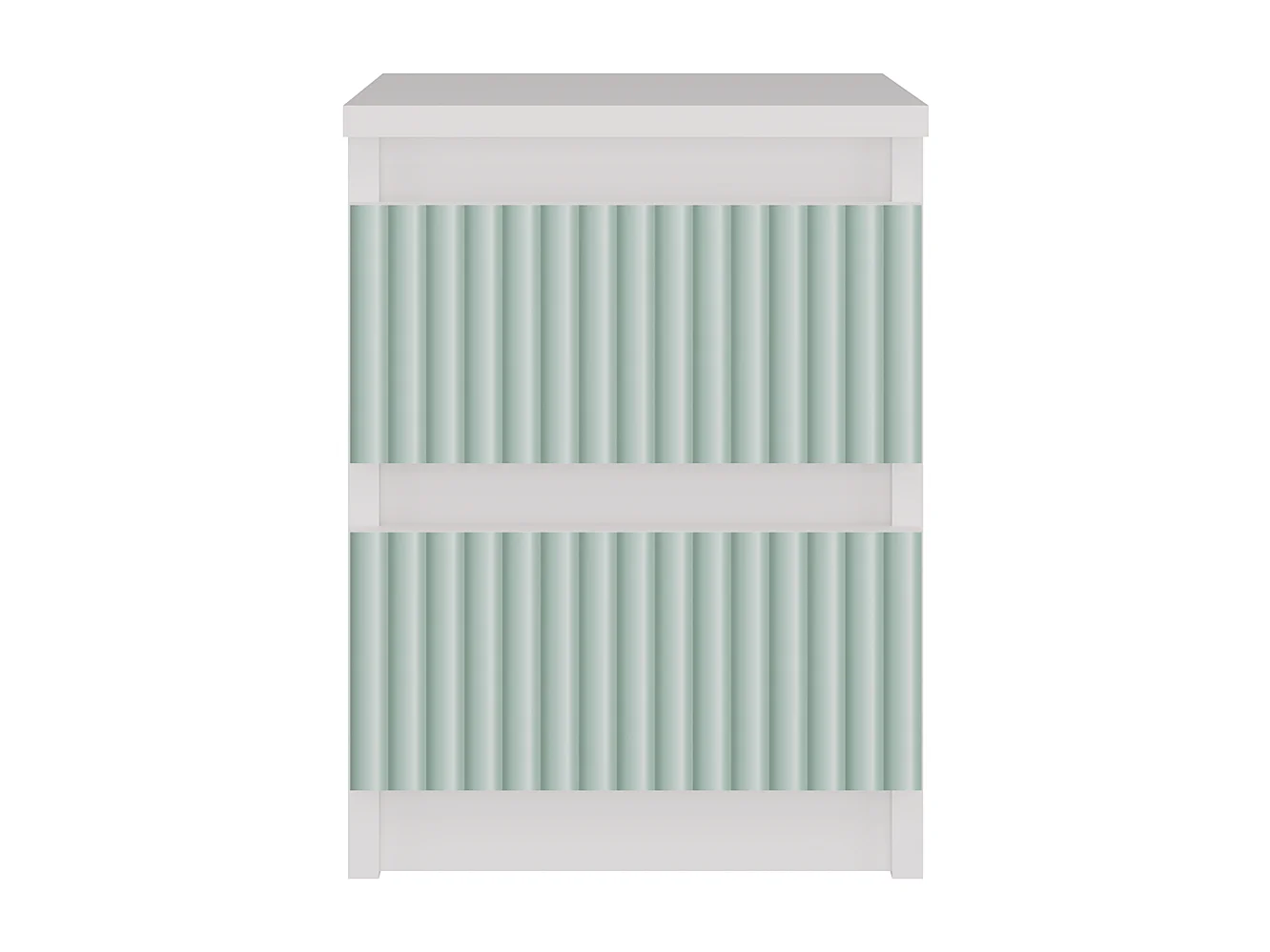 Mesita de Noche 2 Cajones Color Blanco Estampado Verde – 40x30x30 cm – Cajones con Guías Suaves – Diseño Elegante y Seguro