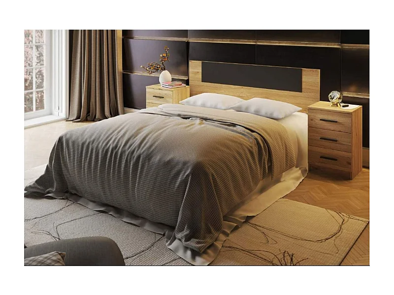 Meyvaser Conjunto Pack Cabecero y 2 Mesitas de Noche,Mesilla de noche 3 Cajones Color Mauvella, Medidas:160x45x1,6 cm (LargoxAltoxProfundo)