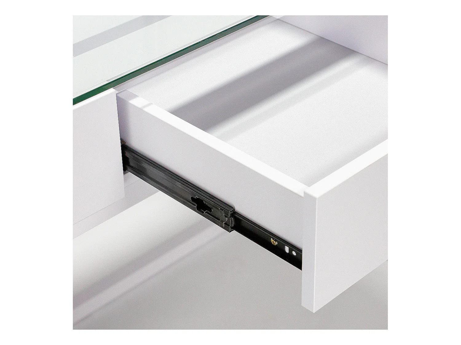 Coiffeuse Verre LED Intégrée, 2 Tiroirs - 100 x 55 cm