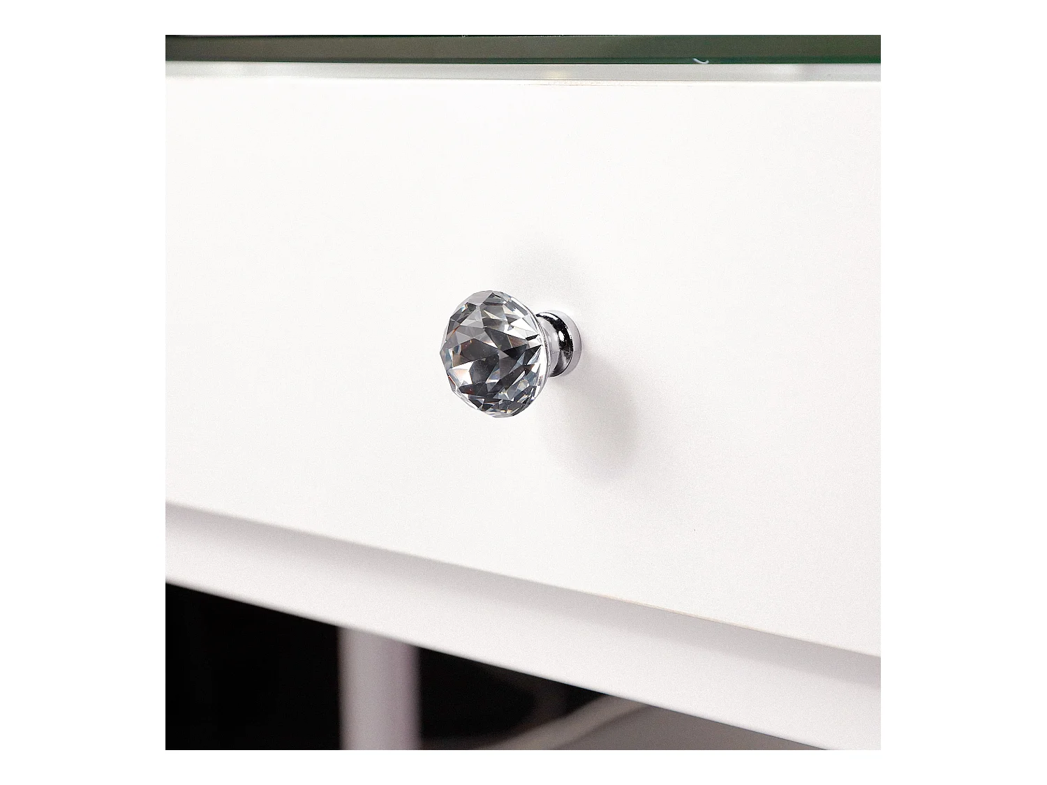 Coiffeuse Verre LED Intégrée, 2 Tiroirs - 100 x 55 cm