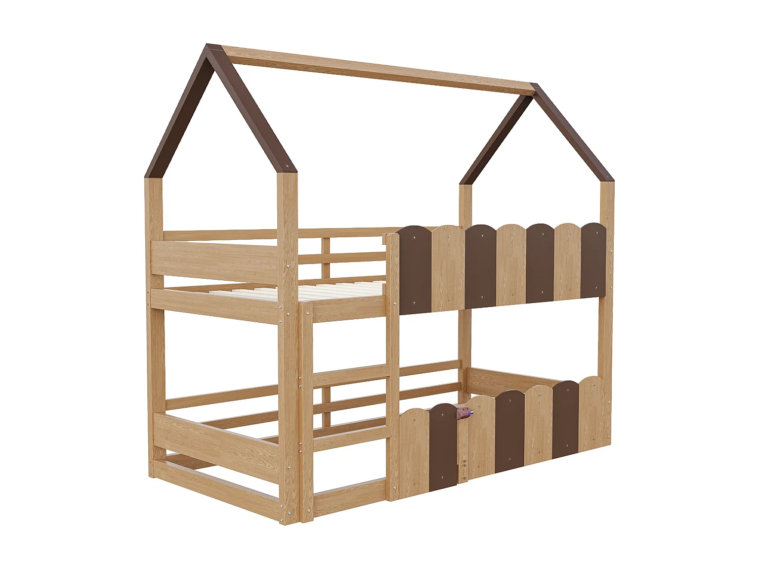Kinder-Etagenbett - 2 x 90 x 200 cm - Wohndesign mit Absturzsicherung - Holz - Natur