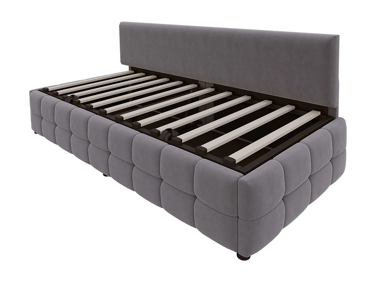 Canapé-lit rembourré - 90 x 200 cm - avec rangement hydraulique + dossier sans accoudoirs - velours - gris foncé