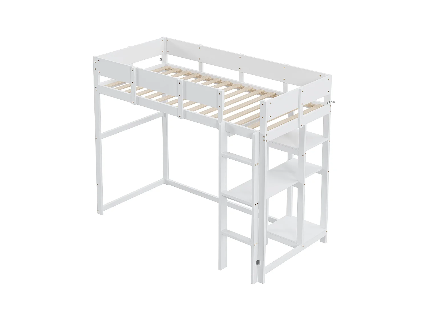 Kinder-Etagenbett 90 x 200 cm mit Ablageboden - Kiefernholz und MDF - weiß