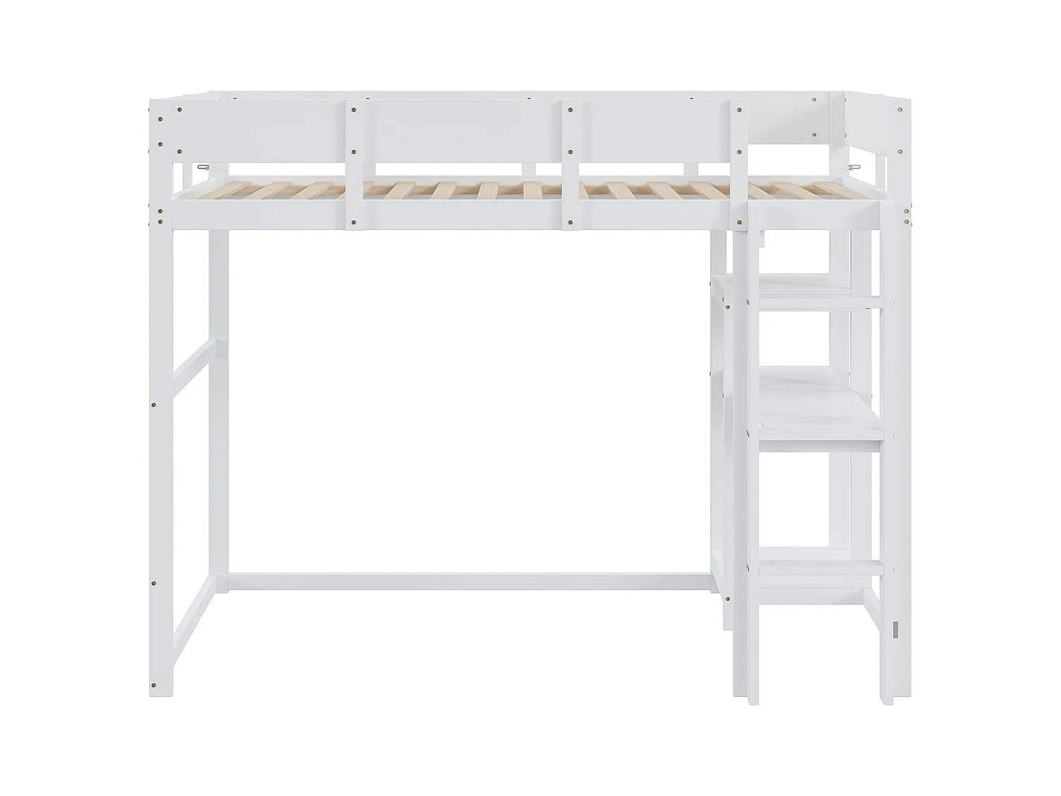 Kinder-Etagenbett 90 x 200 cm mit Ablageboden - Kiefernholz und MDF - weiß